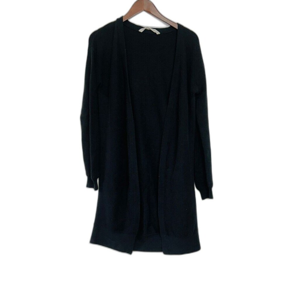 ATHLETA Open Front Cardigan Sweater XS Black Grandpa‎ Duster Silk Blend